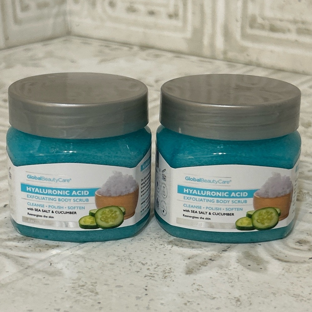 Body scrub sea salt, and cucumber with hyaluronic acid